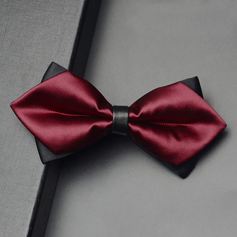 Ensemble de 3 nœuds papillon pointus classiques à double épaisseur pour hommes
