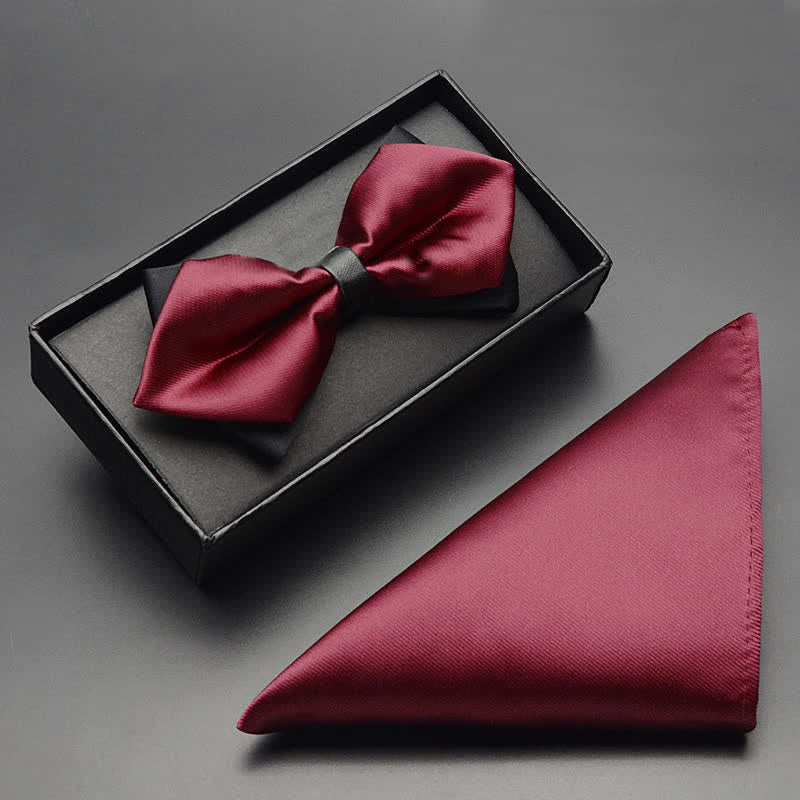 Ensemble de 3 nœuds papillon pointus classiques à double épaisseur pour hommes