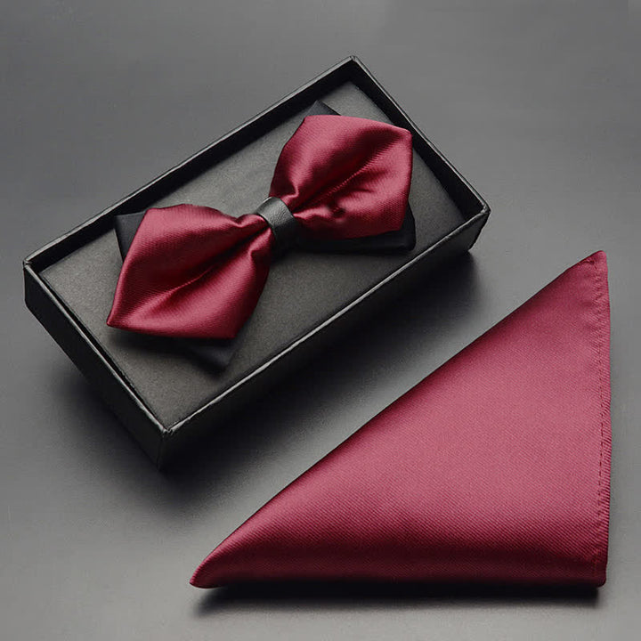 Ensemble de 3 nœuds papillon pointus classiques à double épaisseur pour hommes