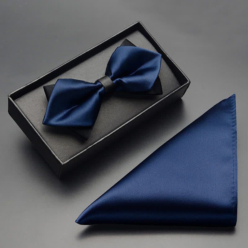 Ensemble de 3 nœuds papillon pointus classiques à double épaisseur pour hommes