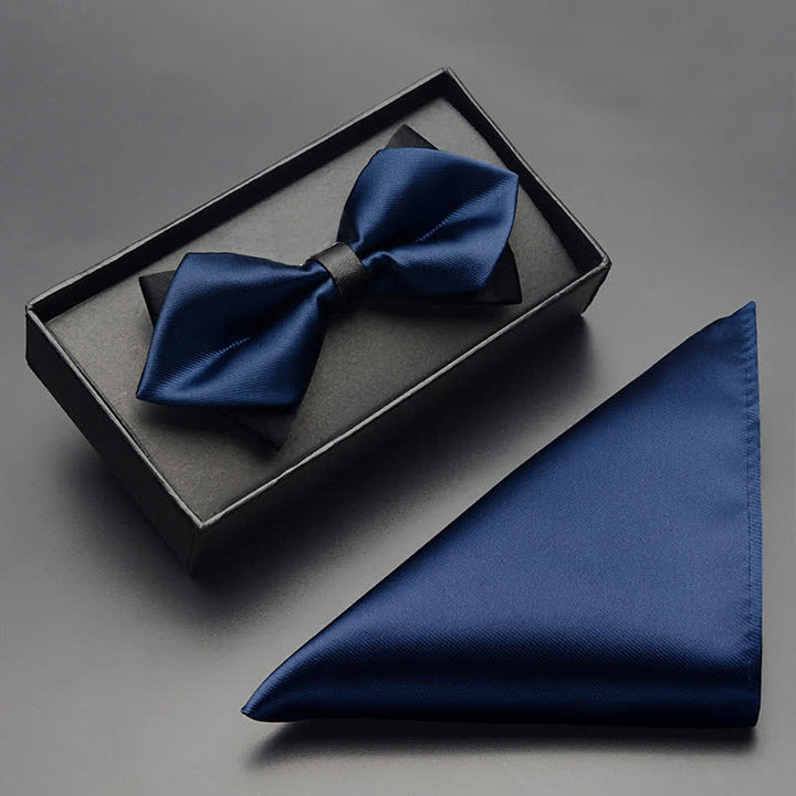 Ensemble de 3 nœuds papillon pointus classiques à double épaisseur pour hommes