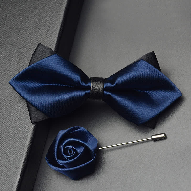 Ensemble de 3 nœuds papillon pointus classiques à double épaisseur pour hommes