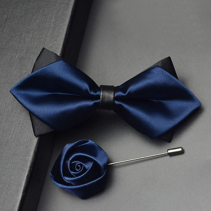 Ensemble de 3 nœuds papillon pointus classiques à double épaisseur pour hommes