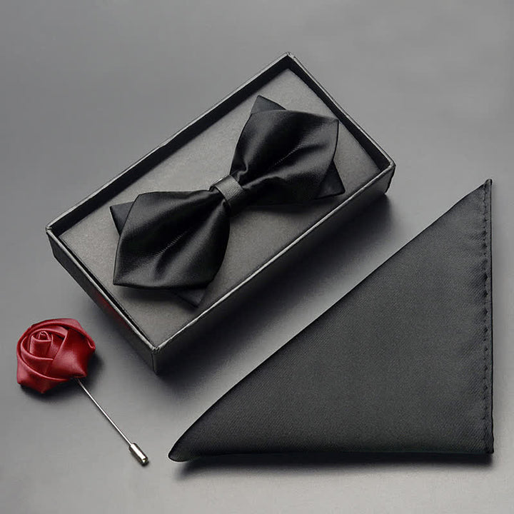 Ensemble de 3 nœuds papillon pointus classiques à double épaisseur pour hommes