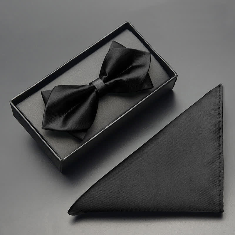 Ensemble de 3 nœuds papillon pointus classiques à double épaisseur pour hommes