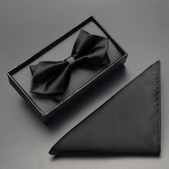 Ensemble de 3 nœuds papillon pointus classiques à double épaisseur pour hommes