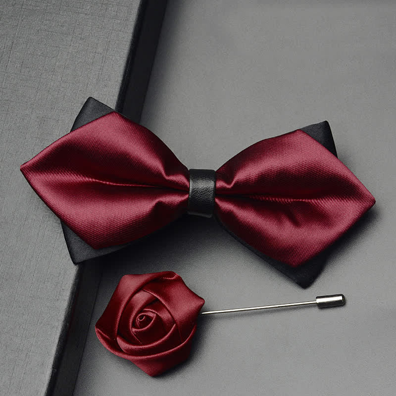 Ensemble de 3 nœuds papillon pointus classiques à double épaisseur pour hommes