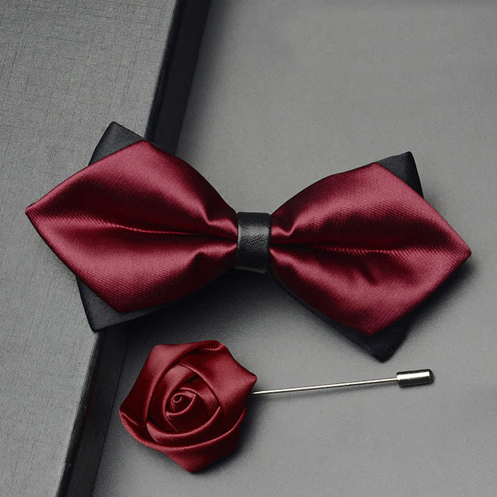 Ensemble de 3 nœuds papillon pointus classiques à double épaisseur pour hommes