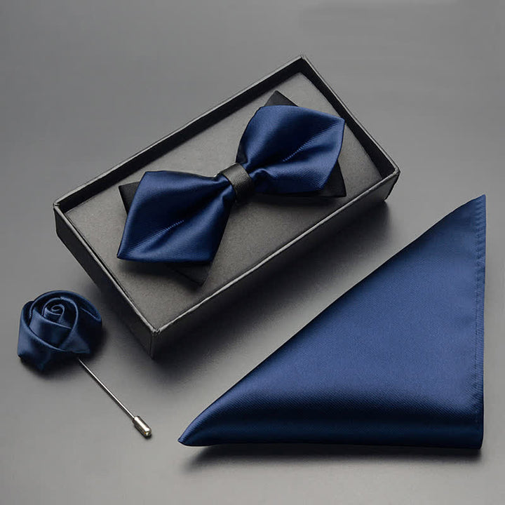 Ensemble de 3 nœuds papillon pointus classiques à double épaisseur pour hommes