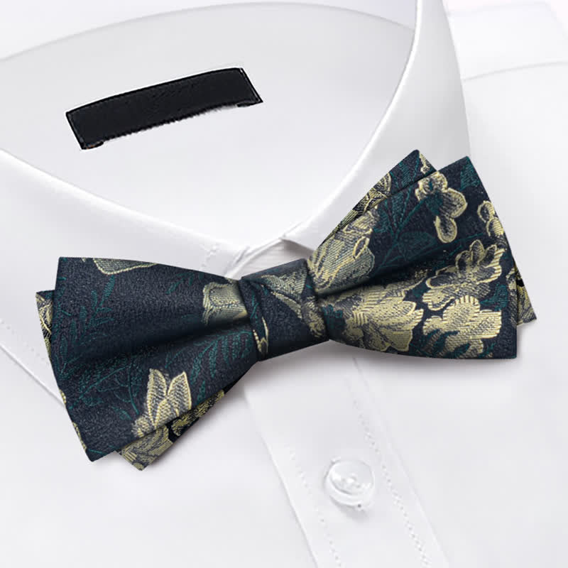 Ensemble de 3 nœuds papillon à fleurs vert foncé pour homme