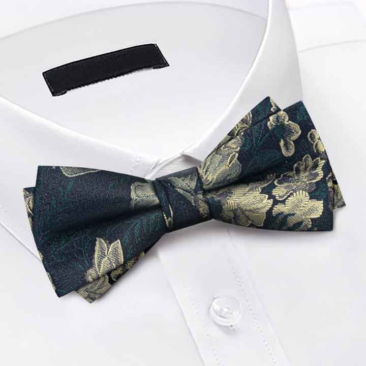 Ensemble de 3 nœuds papillon à fleurs vert foncé pour homme