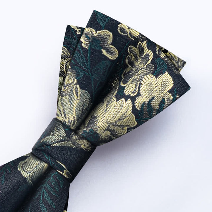 Ensemble de 3 nœuds papillon à fleurs vert foncé pour homme