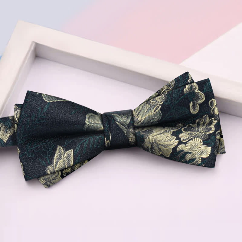 Ensemble de 3 nœuds papillon à fleurs vert foncé pour homme