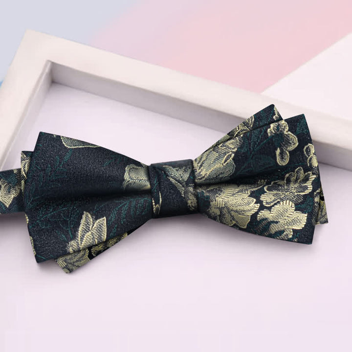 Ensemble de 3 nœuds papillon à fleurs vert foncé pour homme