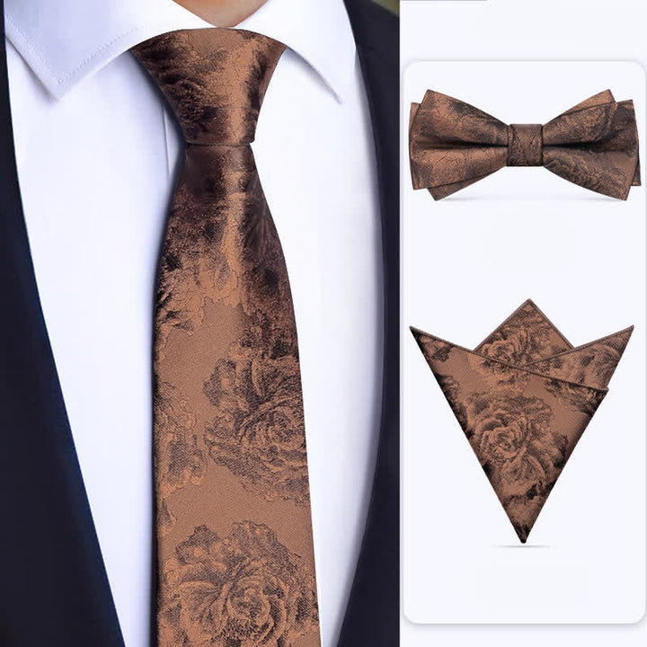 Ensemble de 3 nœuds papillon vintage en bronze pour homme