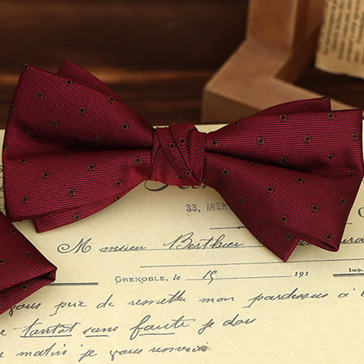 Lot de 2 mouchoirs et nœuds papillon à motif floral bordeaux pour homme