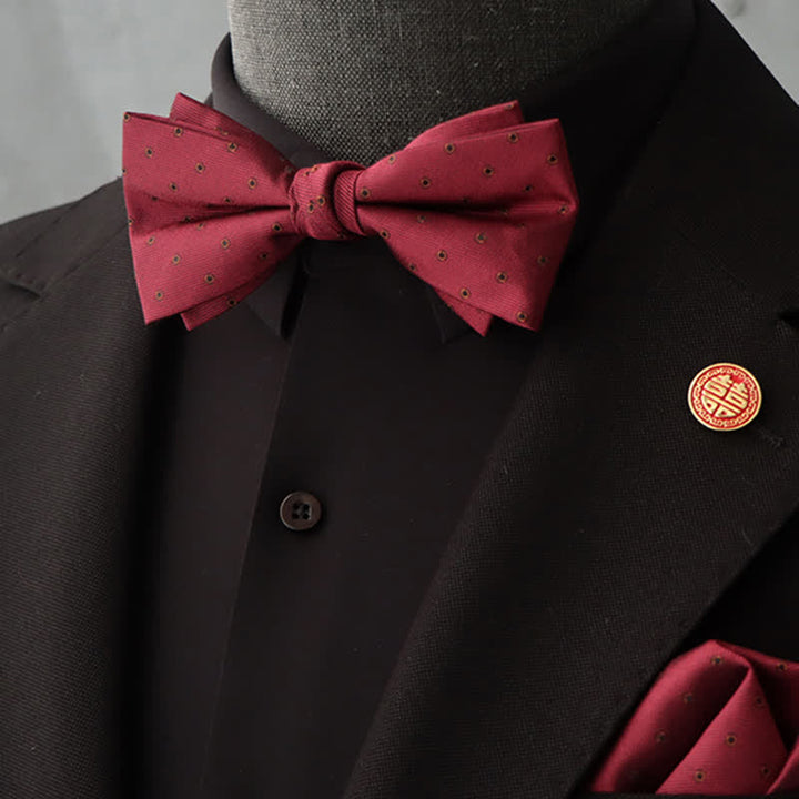 Lot de 2 mouchoirs et nœuds papillon à motif floral bordeaux pour homme
