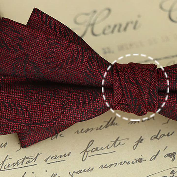 Lot de 2 mouchoirs et nœuds papillon à motif floral bordeaux pour homme