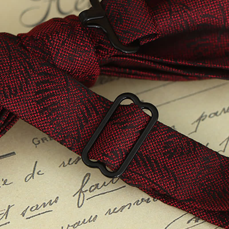 Lot de 2 mouchoirs et nœuds papillon à motif floral bordeaux pour homme