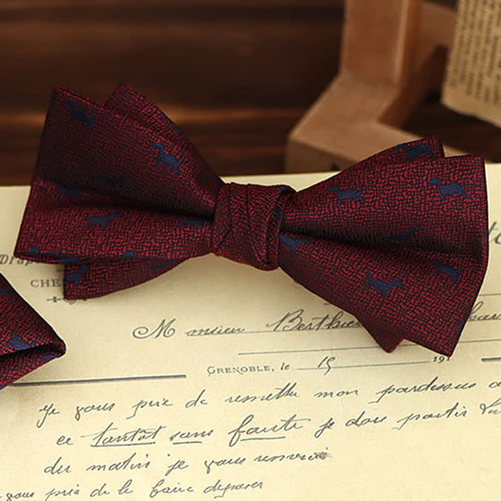 Lot de 2 mouchoirs et nœuds papillon à motif floral bordeaux pour homme
