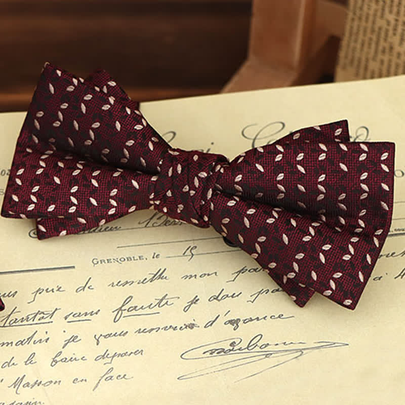 Lot de 2 mouchoirs et nœuds papillon à motif floral bordeaux pour homme