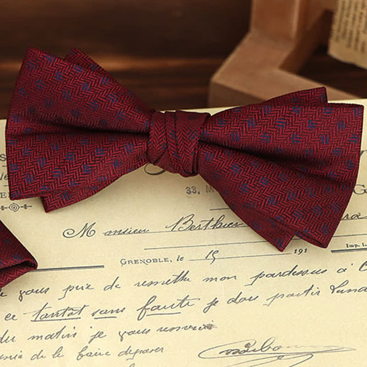 Lot de 2 mouchoirs et nœuds papillon à motif floral bordeaux pour homme