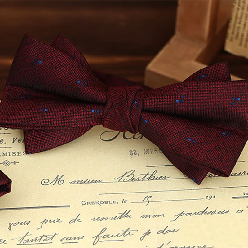 Lot de 2 mouchoirs et nœuds papillon à motif floral bordeaux pour homme