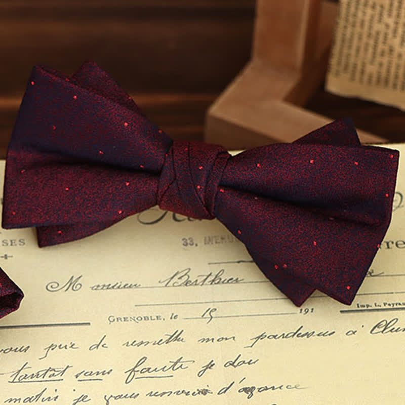 Lot de 2 mouchoirs et nœuds papillon à motif floral bordeaux pour homme