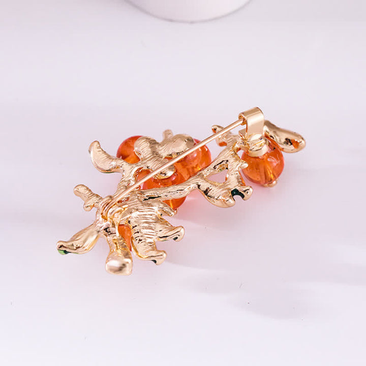 Broche porte-bonheur en forme d'arbre à kaki pour femme