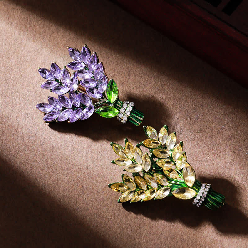 Broche bouquet de lavande en strass pour femme