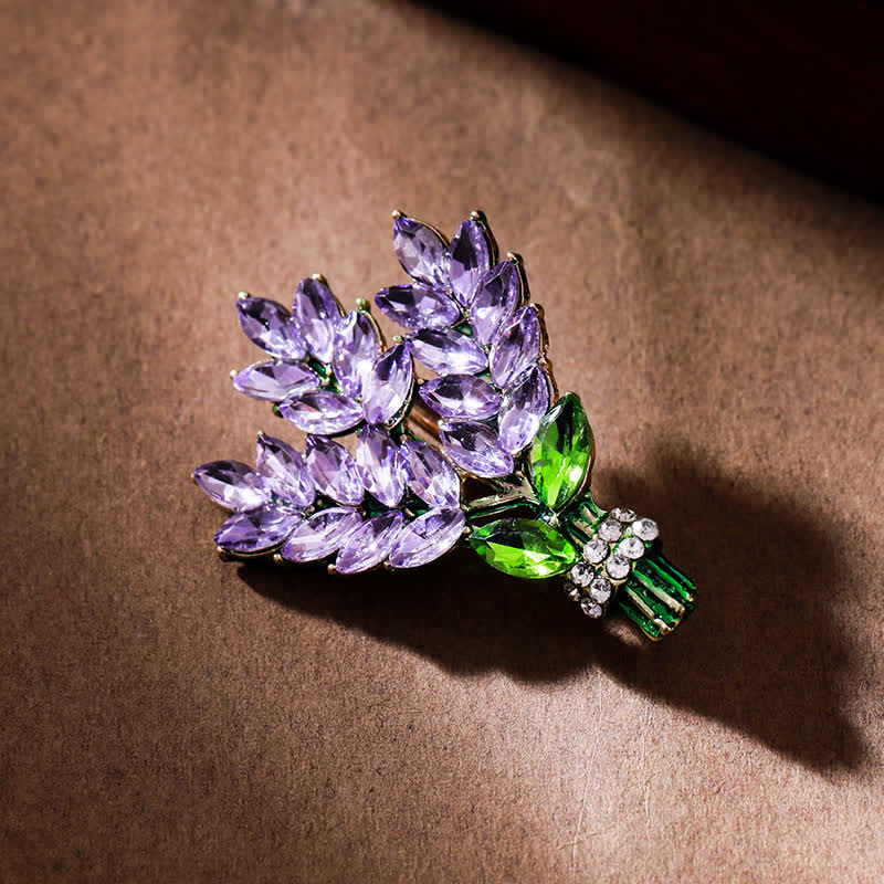 Broche bouquet de lavande en strass pour femme