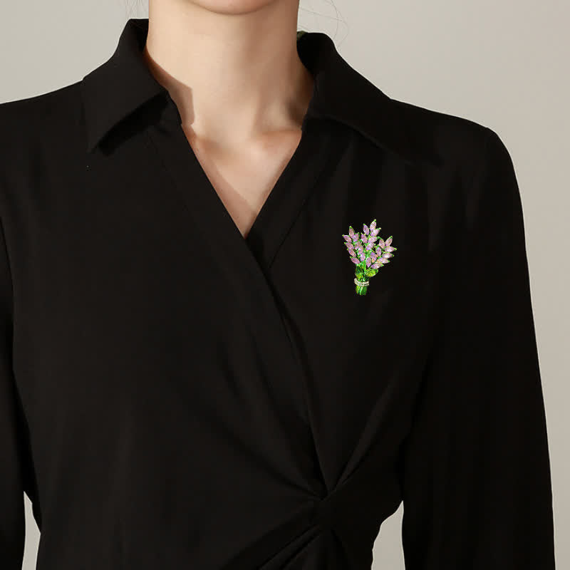 Broche bouquet de lavande en strass pour femme