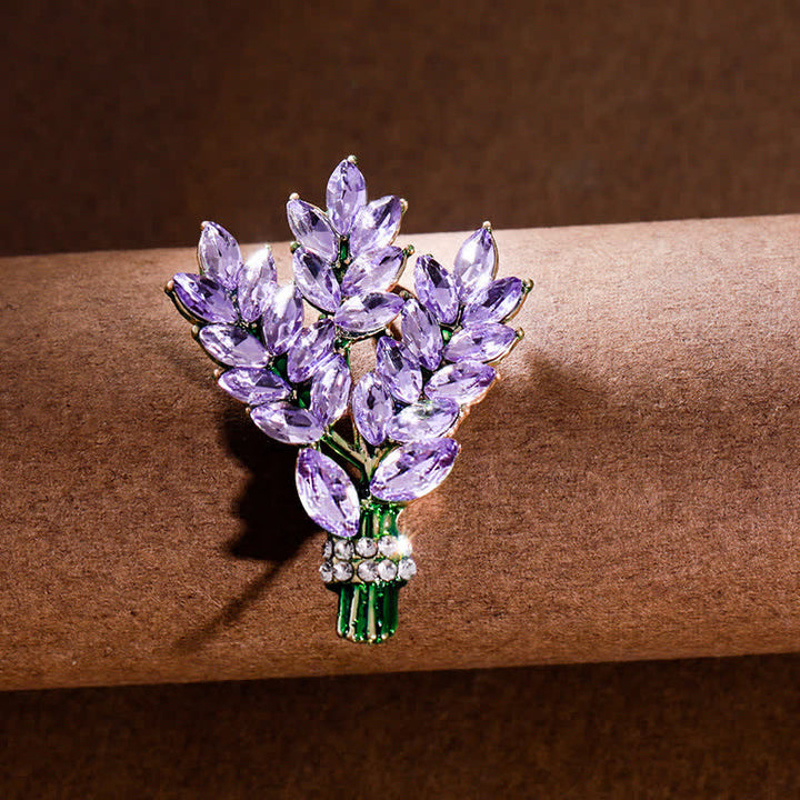 Broche bouquet de lavande en strass pour femme