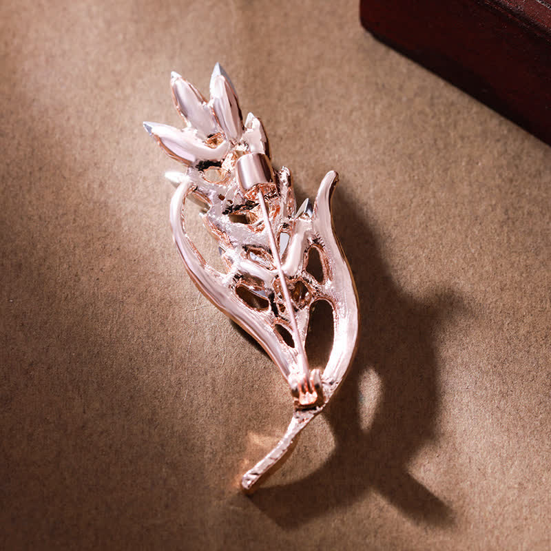 Broche en strass pour femme en forme d'épi de blé doré