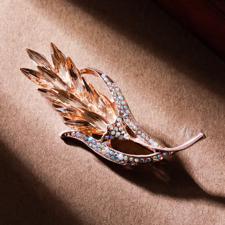 Broche en strass pour femme en forme d'épi de blé doré