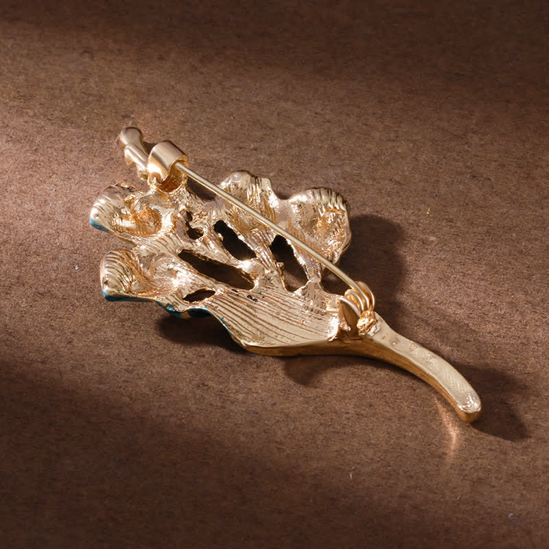 élégante Broche en émail pour femme en forme de tulipe dorée