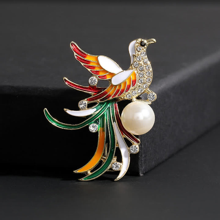 Broche Oiseau Phénix Volant Coloré pour Femme