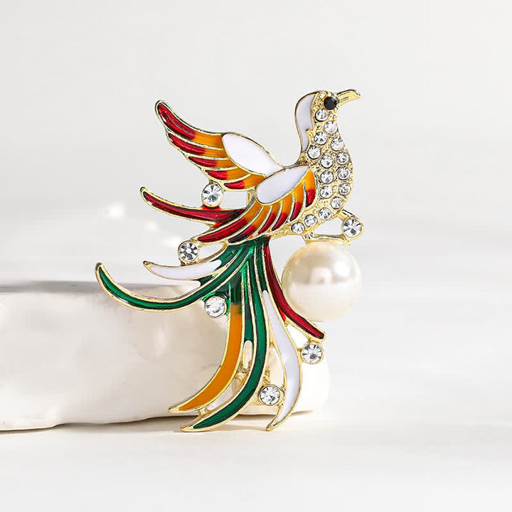 Broche Oiseau Phénix Volant Coloré pour Femme