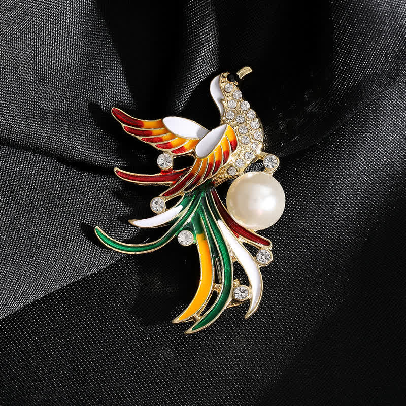Broche Oiseau Phénix Volant Coloré pour Femme