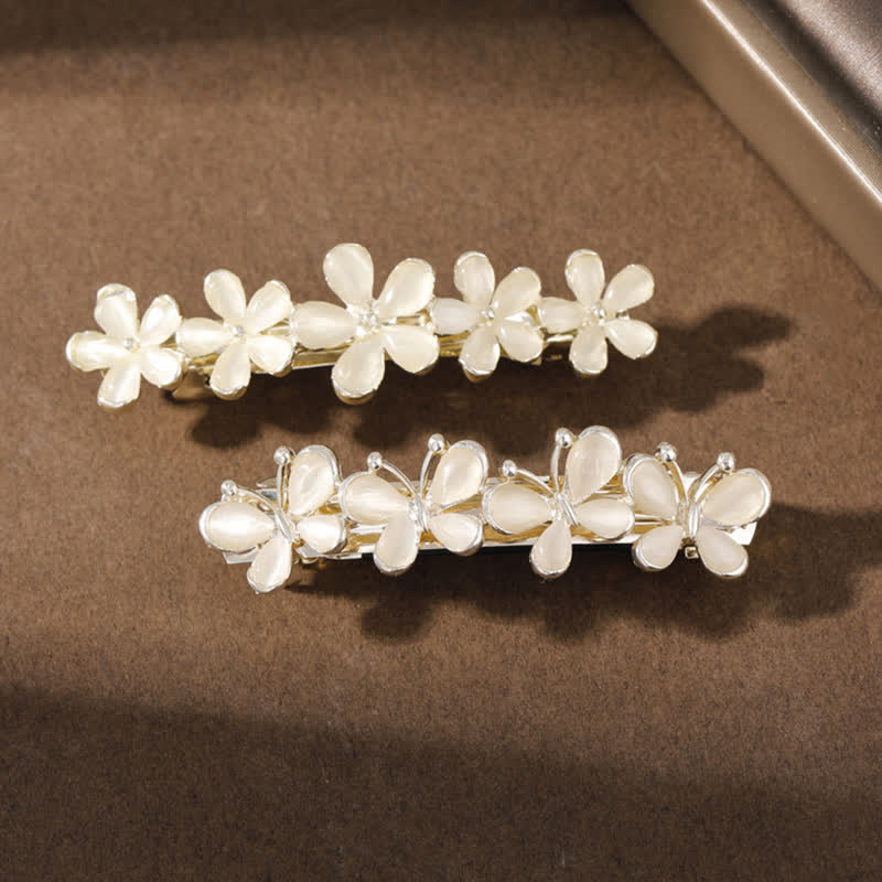 Pince à cheveux pour femme avec fleur de papillon et opales