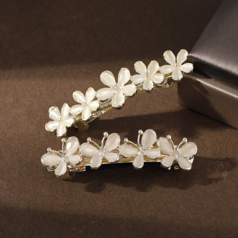 Pince à cheveux pour femme avec fleur de papillon et opales