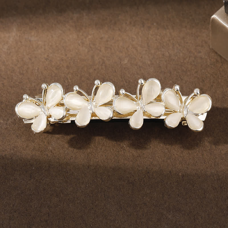 Pince à cheveux pour femme avec fleur de papillon et opales