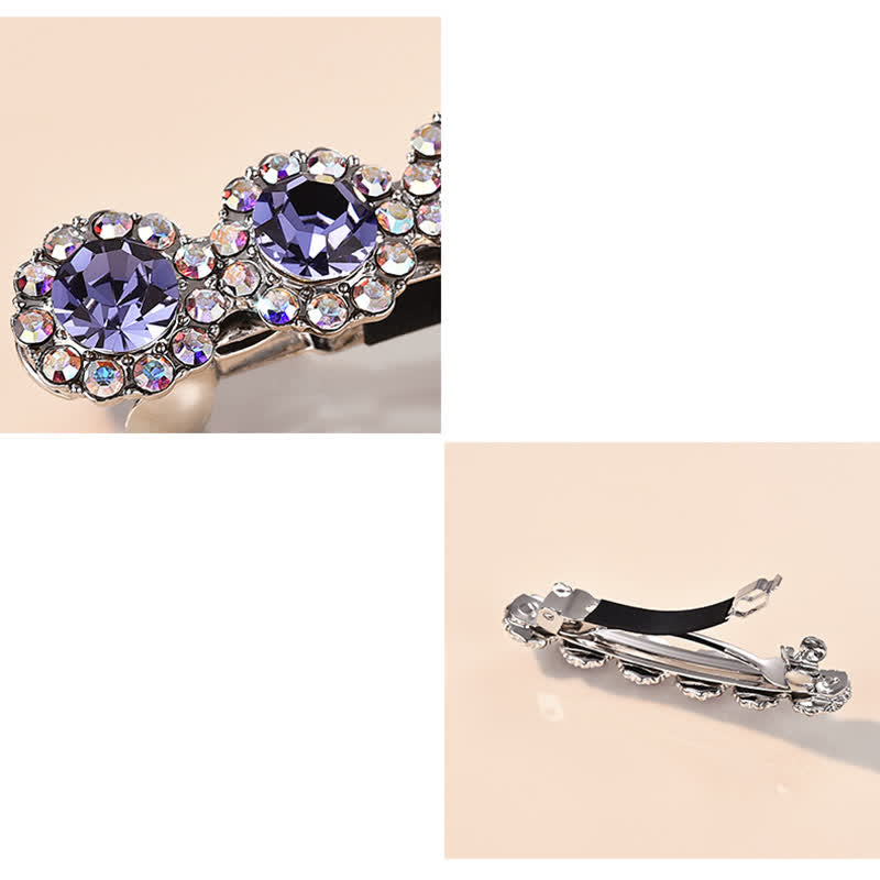 Superbe petite pince à cheveux florale en strass pour femme