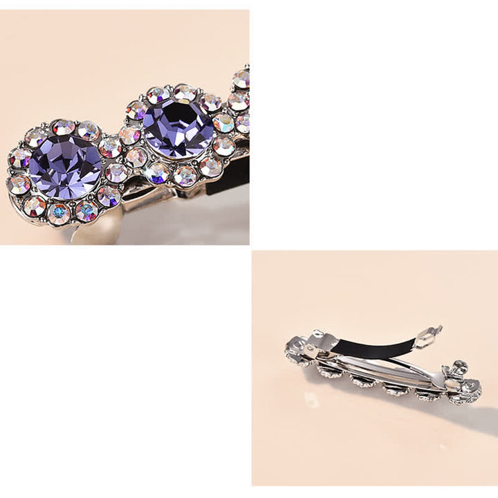Superbe petite pince à cheveux florale en strass pour femme