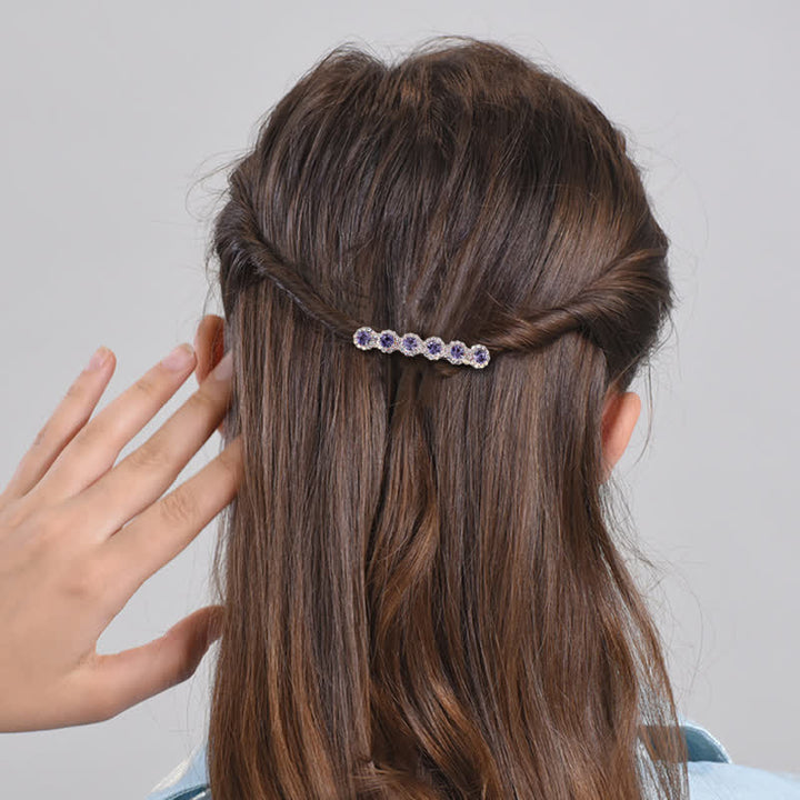 Superbe petite pince à cheveux florale en strass pour femme