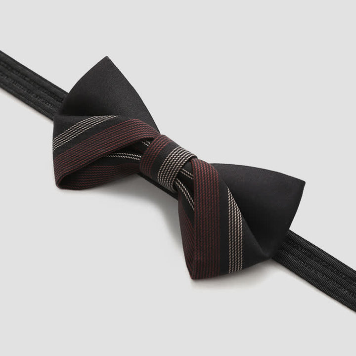 Nœud papillon formel à rayures bordeaux et noires pour homme