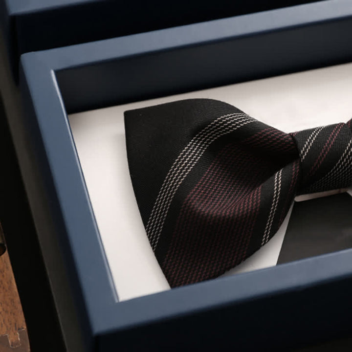 Nœud papillon formel à rayures bordeaux et noires pour homme