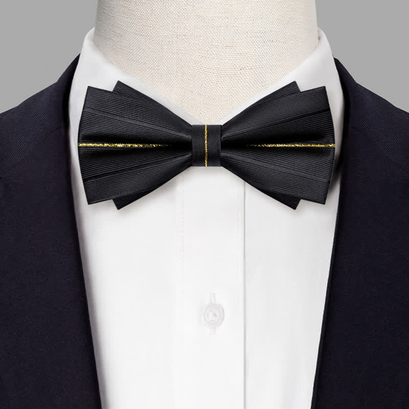 Nœud papillon double épaisseur pour homme avec fil doré