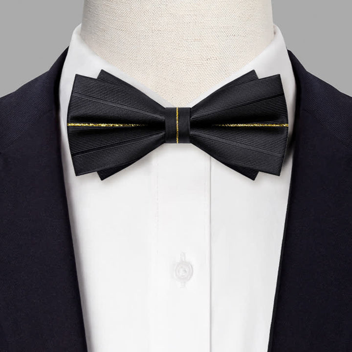 Nœud papillon double épaisseur pour homme avec fil doré