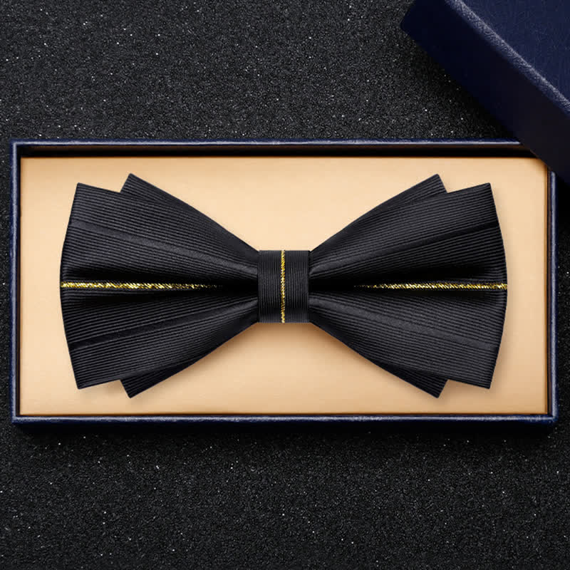 Nœud papillon double épaisseur pour homme avec fil doré